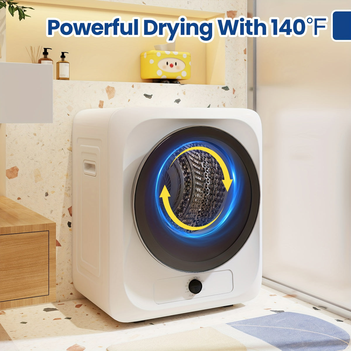 [Portable Electric Dryer] 11Lbs Portable Clothes Dryer, Electric Compact Laundry Dryer With Stainless Steel Tub, 5 Drying Modes, 1.6 Cu.Ft Front Load Portable Dryer Machine For Apartments, Dorms, RVs
