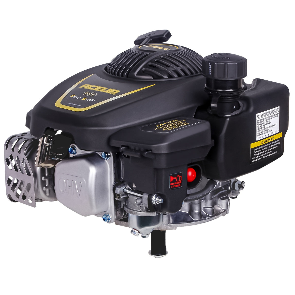 Aceup Energy Gas Engine Vertical Shaft, 4.4HP 173cc 4-Stroke OHV Gas Motor with Primer for Lawn Mower, EPA Compliant