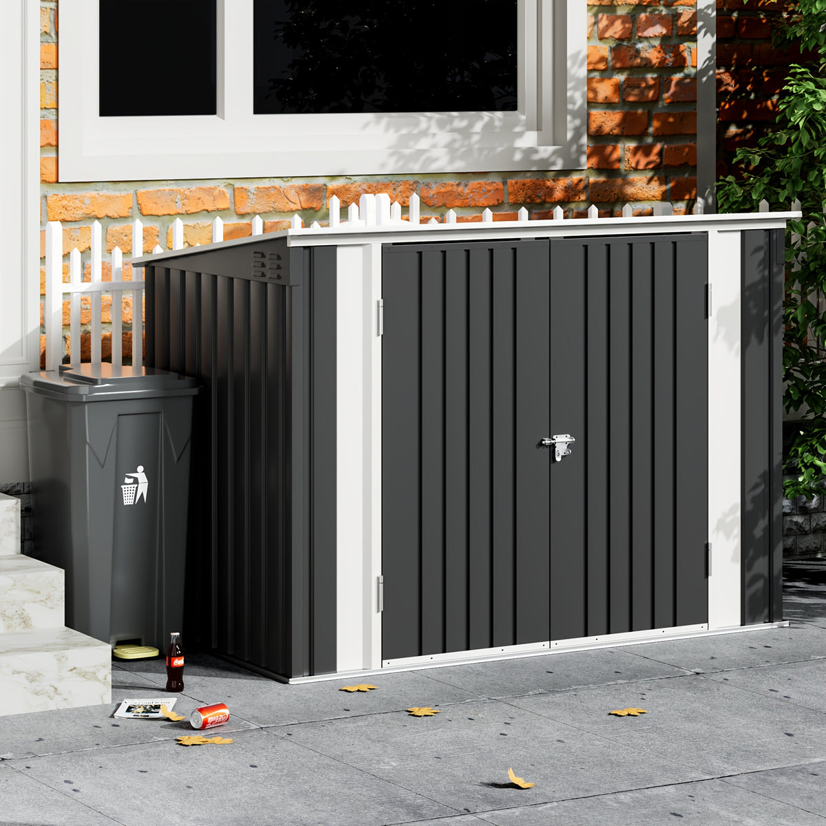 GUNJI 8 X 12ft Outdoor Metal Storage Shed, Garden Shed with 2 Shelves, Tool Sheds for Backyard Garden Patio Lawn