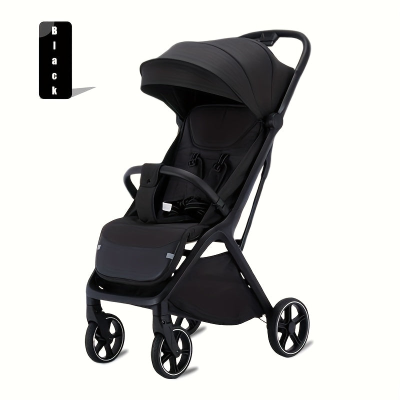 3-in-1 Travel Baby Stroller - Lightweight, Quick Folding, One-button Operation, Black Design, Anti-slip Wheels, Large Capacity Basket, for Parents On The Go, Durable Metal Frame, Compact Stroller