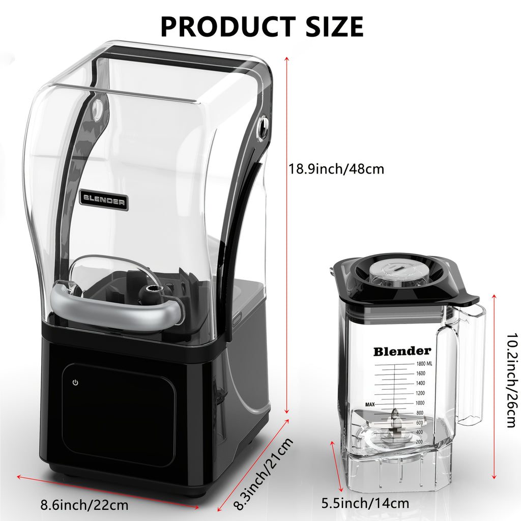 Professional Silent Blender | 61Oz Intelligent Blender | Kitchen Blender with Noise Isolation | 5 Automatic Settings | 1.8L Durable Safe Container | Triple Noise Dampening | Detachable Splash Shield | Continuous Heavy-Duty Operation