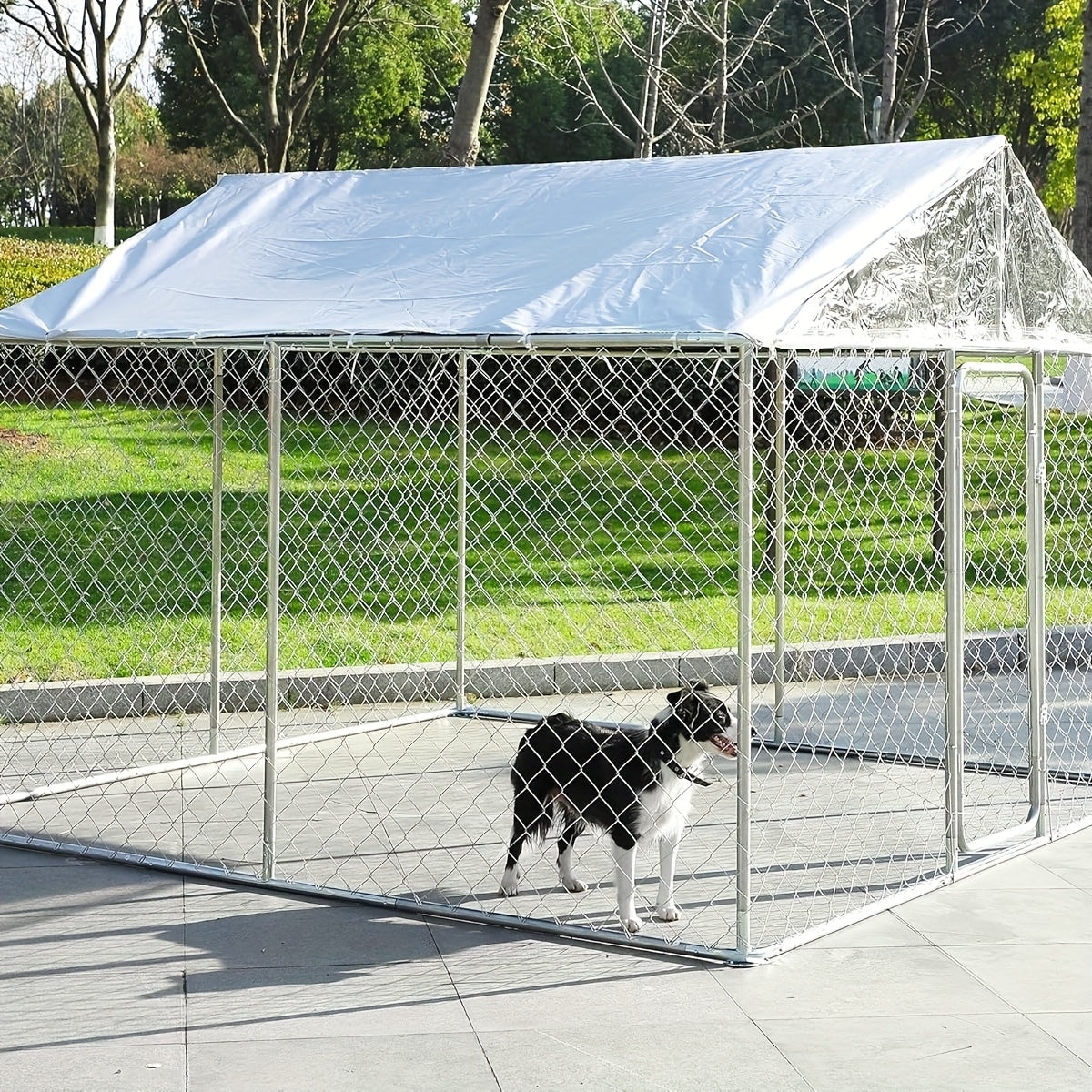 [Outdoor Dog Kennel] QUYZE Outdoor Dog Kennel With Roof, 10X10X7Ft Large Heavy Duty Dog Cage Run Playpen With Secure Lock, Water And UV Resistant