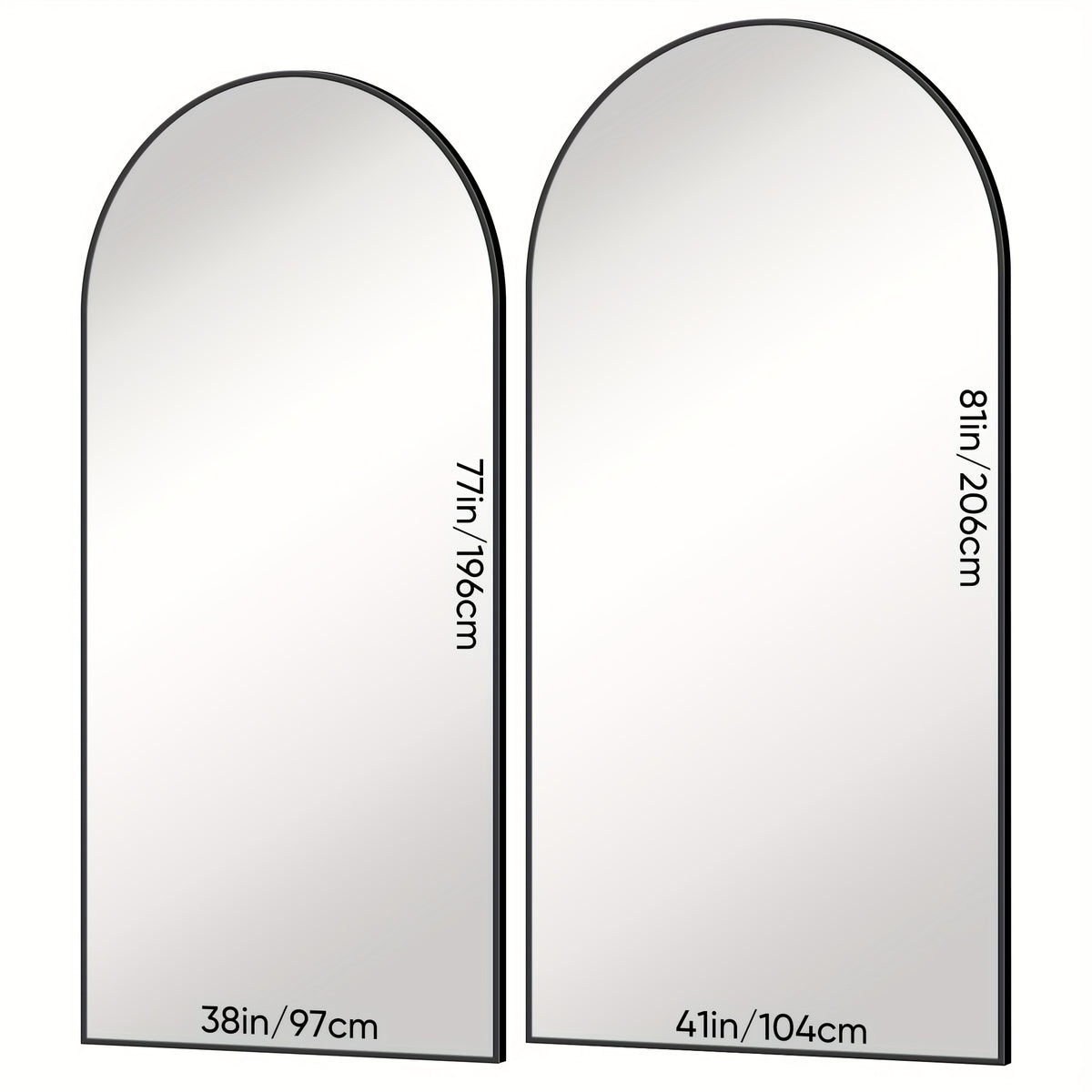 Full Length Mirror, 78"X 38" And 81"X 41" Oversized Arched Floor Mirror Freestanding, Full Body Mirror Floor Standing Mirror with Stand for Bedroom, Hanging Mounted Mirror for Living Room Cloakroom
