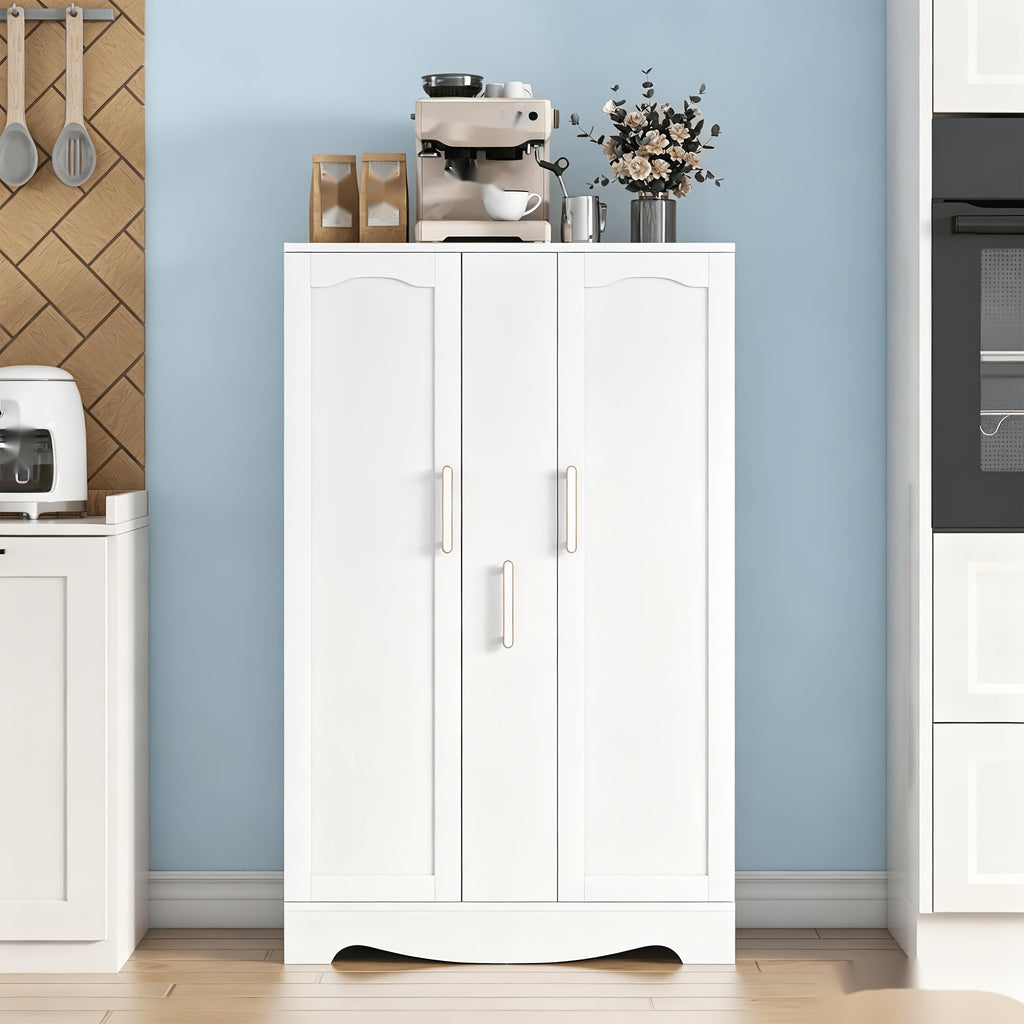 Multifunctional Storage Cabinet 47Inch Kitchen Pantry Cabinet with Drawer, Pantry Storage Cabinet with Adjustable Shelves, White Kitchen Pantry Storage Cabinet, Buffet Cupboards Sideboard