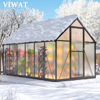 Walk-In Greenhouse for Outdoor Gardening — VIWAT 6 x 11 FT Polycarbonate Design with Adjustable Ventilation