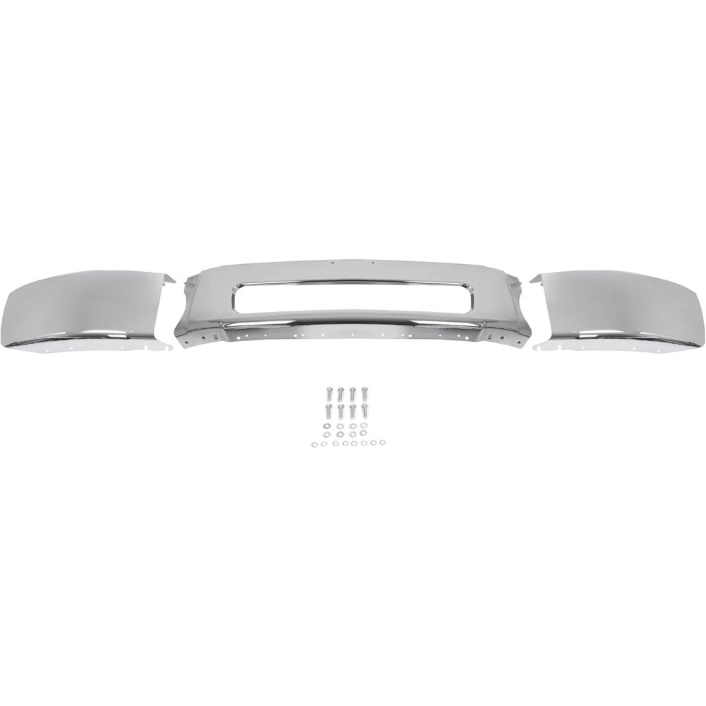 Front Bumper Assembly Compatible with 2003-2021 Freightliner M2 106 112 Business Class A21-26683-005 A21-27811-016 A21-27811-017 Models Steel Bumper Chrome 3PCs