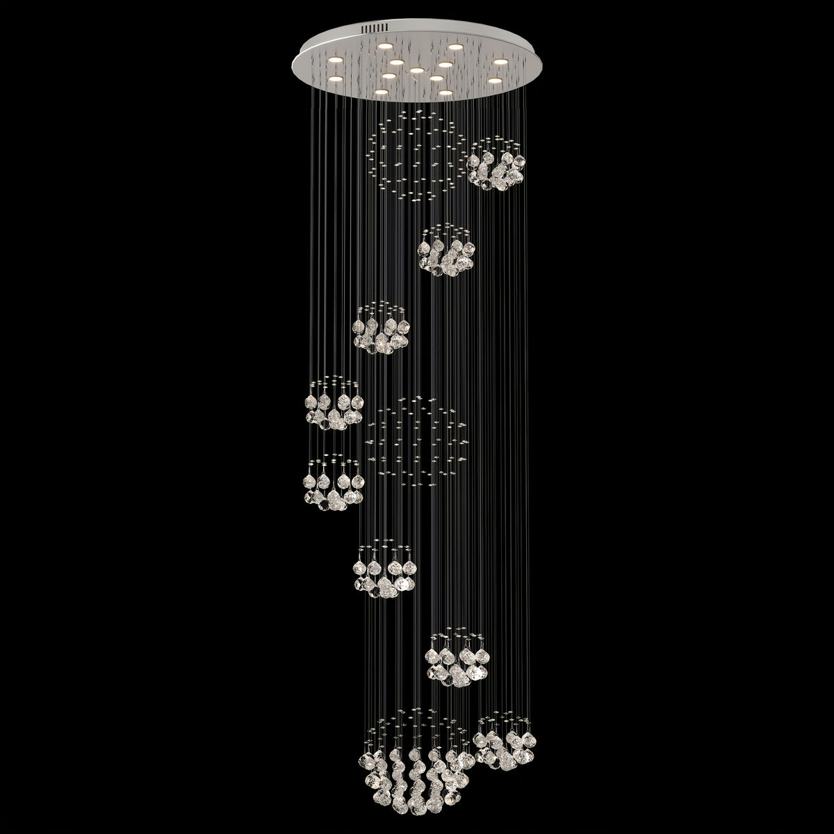 Modern LED Crystal Chandelier for Height Ceiling 2 Story Foyer Lighting 13-Light Flush Mount Foyer Lighting