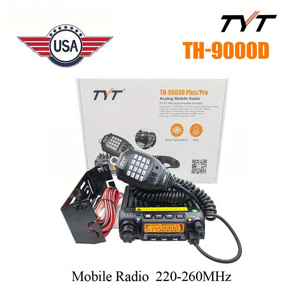 TYT TH-9000D Ham Radio 220-260MHz 60W High Power 200 Channels Mobile Transceiver, Car intercom, easy to install