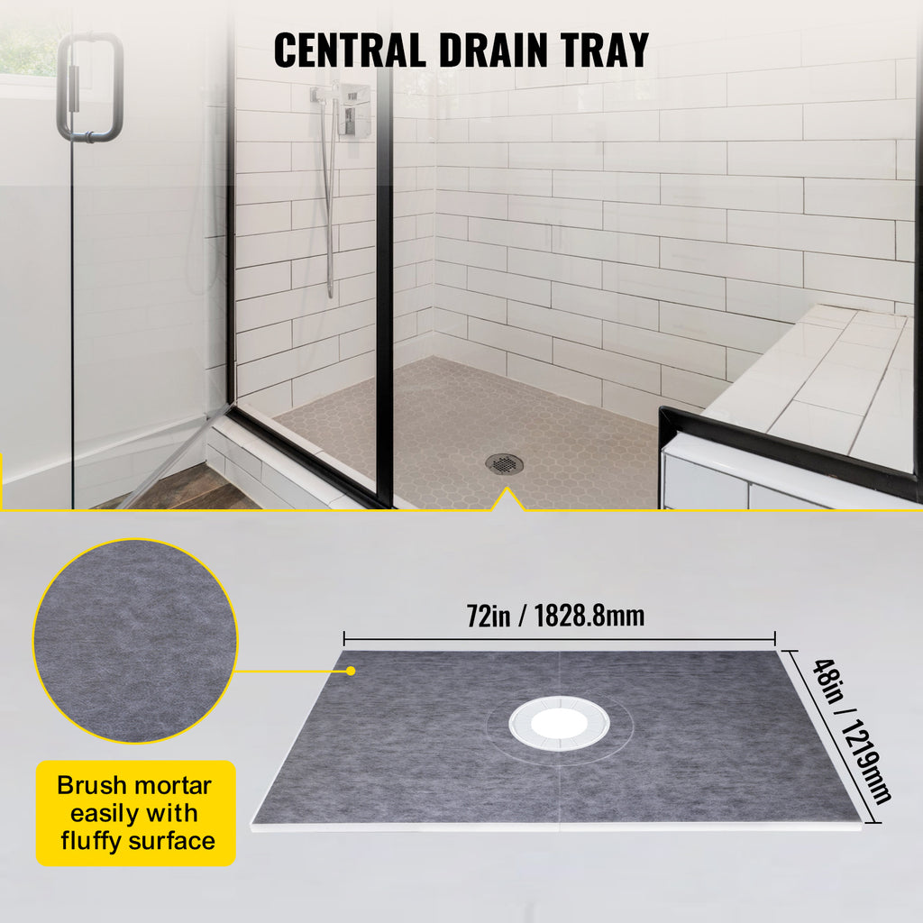 VEVOR Shower Curb Kit with 38 x 60-Inch Sloped Tray for Bathroom Floor and Wall Installation
