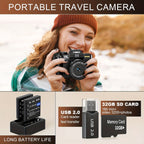 NBD Digital Cameras for Photography 5K, 48MP Autofocus Vlogging Camera for YouTube with 32GB TF Card & 2 Batteries, 16X Zoom Anti-Shake Video Camera with 52mm Wide Angle And Macro Lens., Social Media Content Creation, Youtube Content Creation
