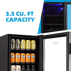 WANAI Mini Fridge Cooler 125Cans Beverage Refrigerator Glass Door Beverage Cooler for Beers Wine Juicer Cooler Adjustable Shelves LED Lights for Home, Office Or Bar