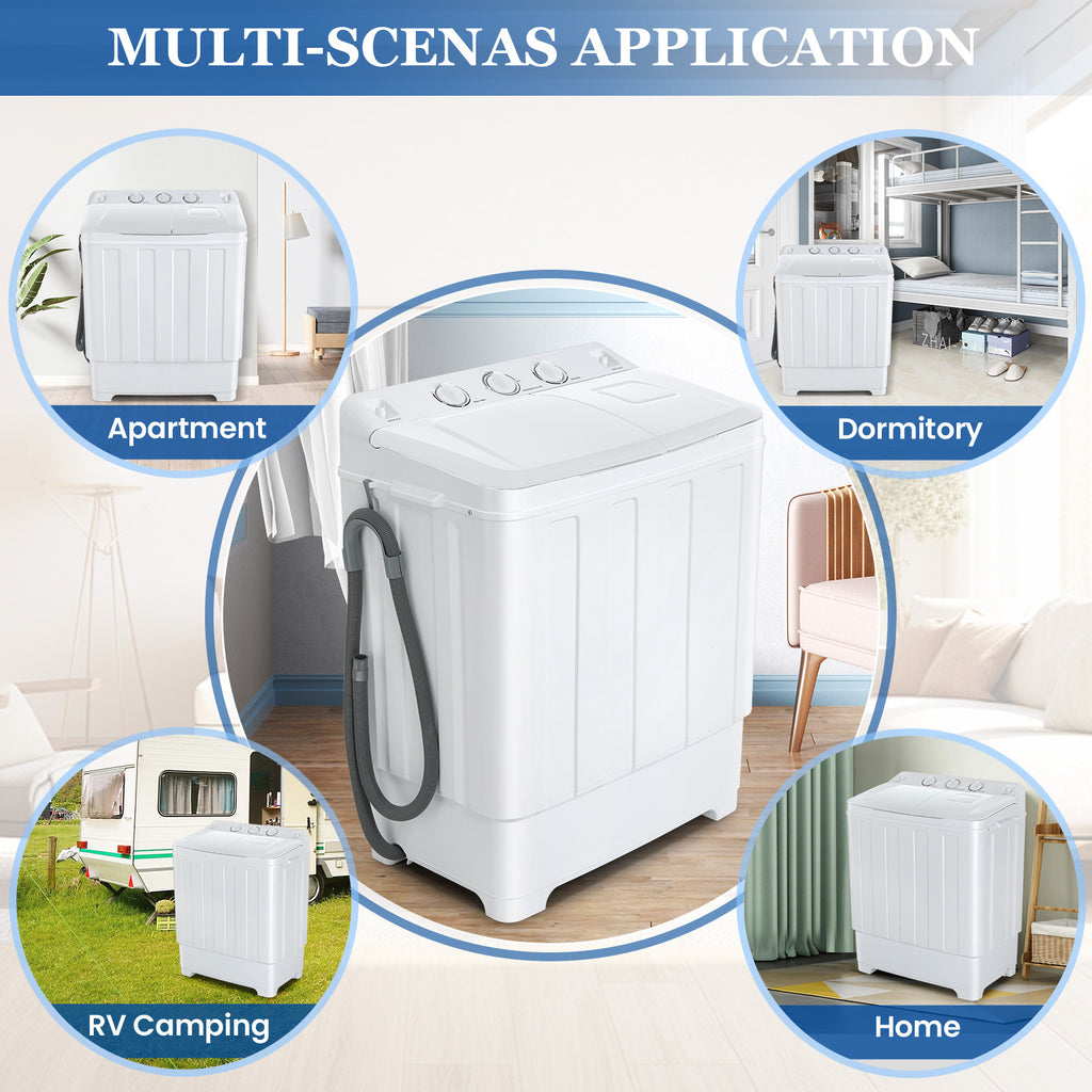 30lbs Portable Washer, Twin Tub Washer and Dryer Combo Laundry Washing Machine, Semi-Auto Washer Machine with Wash & Dehydration, 19Lbs Washer 11Lbs Spinner Laundry Appliances for Home, Apartment, Dorms, RV, Ship Cabins, Offices, Bathroom, Balcony