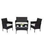 The HARAISEDK Handmade Outdoor Wicker Patio Sofa Set, Combined with A Tempered Glass Coffee Table, Is An All - Weather PE Rattan Furniture Piece That Is Applicable to Courtyards, Patios, Balconies, Backyards, Decks, Bars And Cafes.
