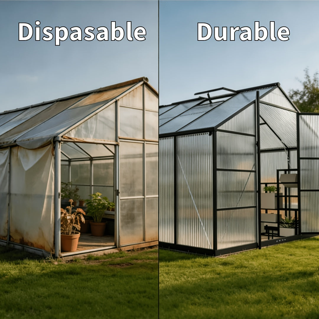 [Polycarbonate Greenhouse] 10X12 FT Greenhouse, Greenhouses For Outside, Polycarbonate Greenhouse With Aluminum Frame, Lockable Door And Ajustable Roof Vent For Backyard, Green Houses For Outside Garden Backyard, Patio, Garden Houses
