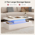 Modern LED Coffee Table for Living Rooms and Patios in Black or White with 16-Color Lighting