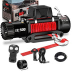 Electric Winch 3500Lb/4500Lb/12000Lb/13500Lb - Electric Truck Winch 12V with Red Synthetic Rope - Fairlead Wired Handle & Infrared Remote - Winch for Jeeps Road SUV Boat Towing Trailer 4WD 4X4 ATV UTV - ATV Winch Kit