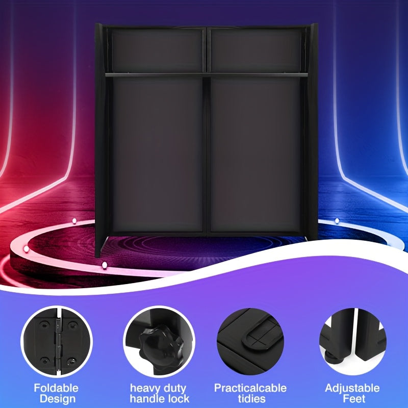 [Portable DJ Stand] Portable DJ Stand - 44 X 41 X 21 Inch Foldable Table With Black And White Gauze | Metal Frame And Padded Carrying Case For Events, Exhibitions, And DJ Sets