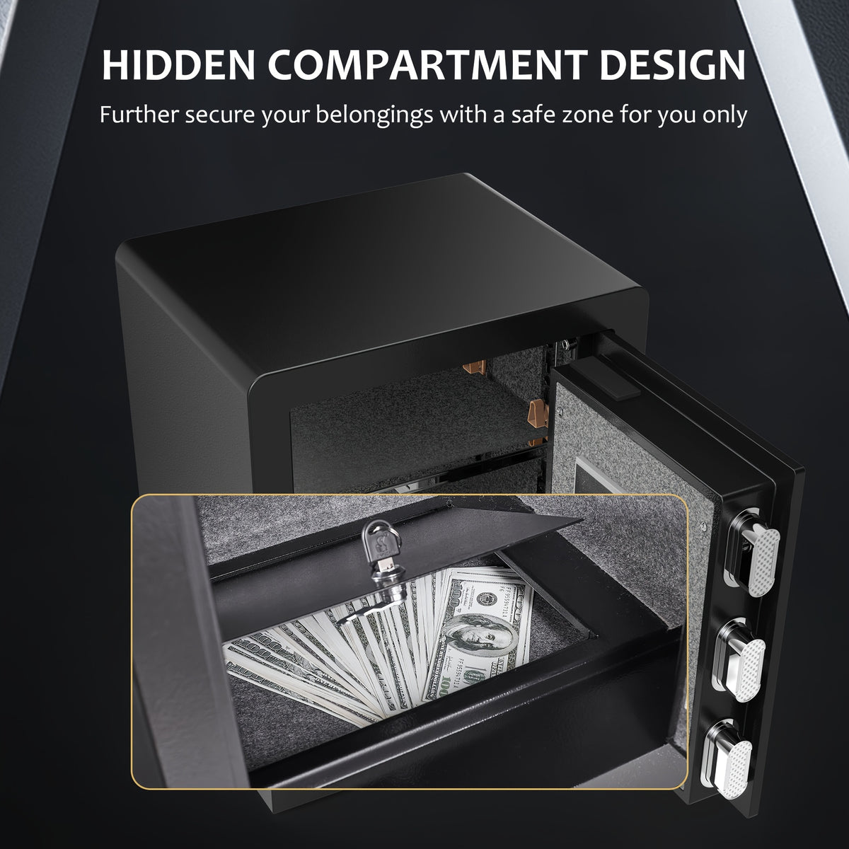 Large Home Safe Heavy Duty Fireproof Safe Box for Home Use with Removable Lock Box And Key Combination Lock, Anti-Theft Digital Safe Box for Home Office Business