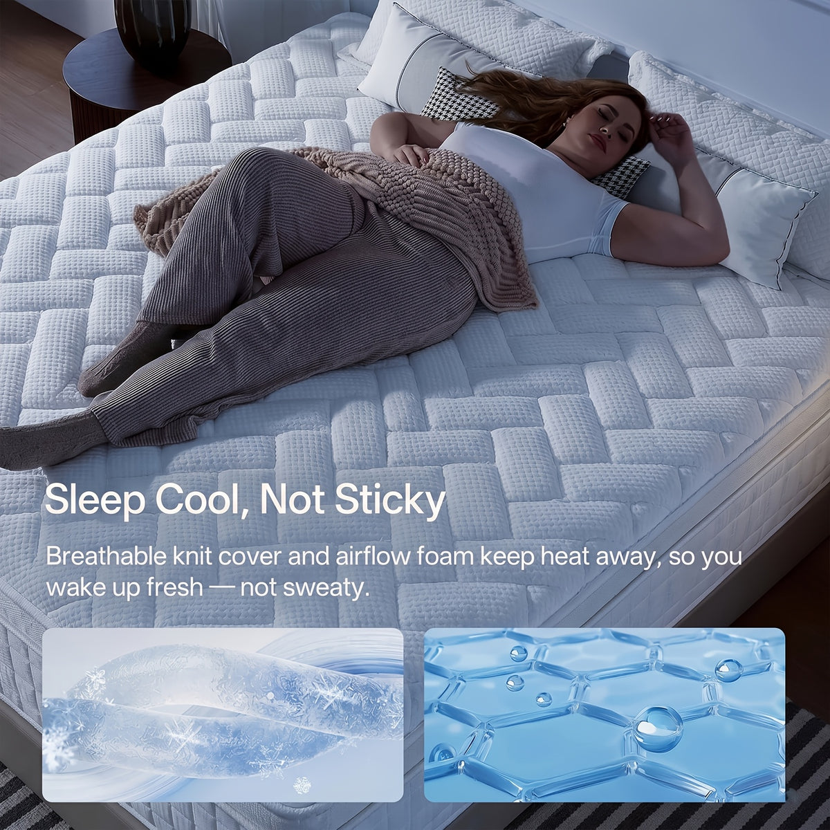 10''/12''/14'' Inch Queen Hybrid Mattress in a Box with Gel Memory Foam And Pocket Springs, King Size Mattress Upgraded Support, Medium Firm Feel