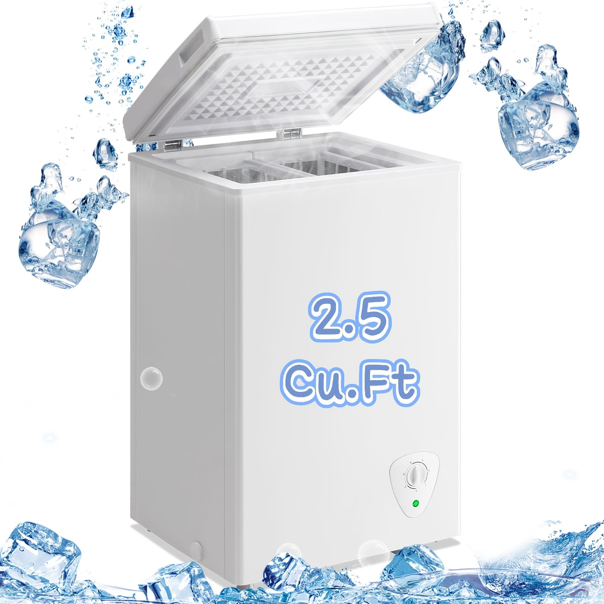 WANAI Small Deep Freezer, 3.5/5.0 Cubic Feet Chest Freezer with Adjustable Temperature, Top Open Door, Removable Storage Basket for Home, Kitchen, Office, Home And Apartment, White