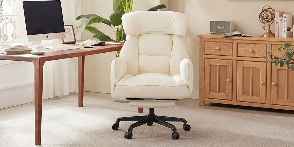 Adjustable Height And Armrest Office Chair with Pocket Spring Cushion, Retractable Footrest Recliner, Swivel High Back Gaming Chair for Home Office, Gaming, Rest, Study