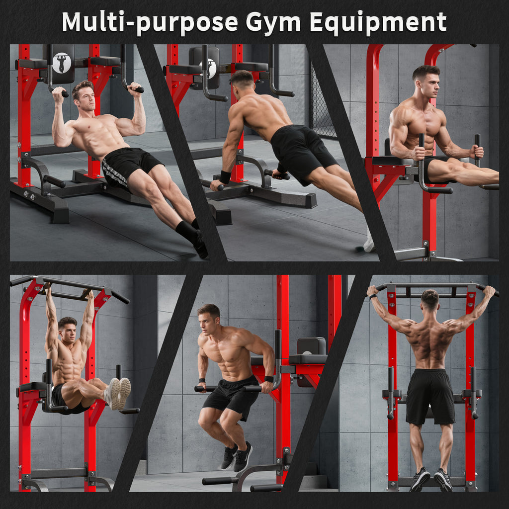 Power Tower Pull Up Bar Dip Stand, 10 Adjustable Height Free Standing Assistive Trainer Dip Station, Multi-Function Strength Training Fitness Workout Station for Home Gym Fitness Equipment Equipment