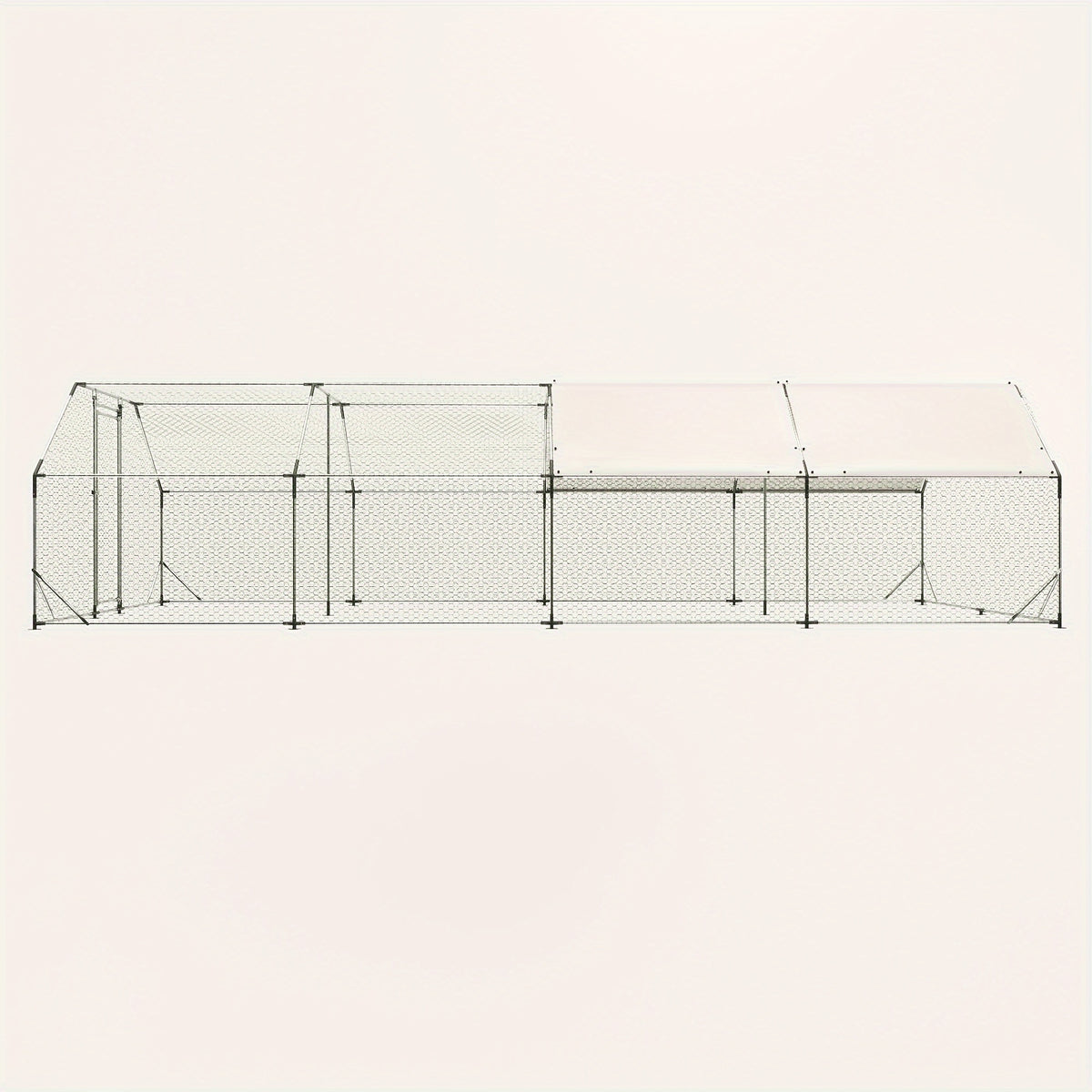 [Pet Cage] 9.94 Ft. X 25.68 Ft. Galvanized Large Metal Walk In Chicken Coop Cage Farm Poultry Run Hutch Hen House