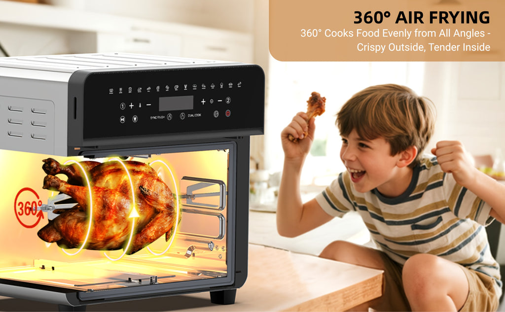 Air Fryer Toaster Oven Combo, 24 QT French-Door Countertop Oven with 15 Cooking Functions and Digital Controls
