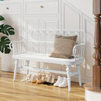 Entryway Bench, Spindle Back Wooden Dinning Bench, Farmhouse Foyer Bench for Entryway, Living Room, Dinning Room, Mudroom, HLR