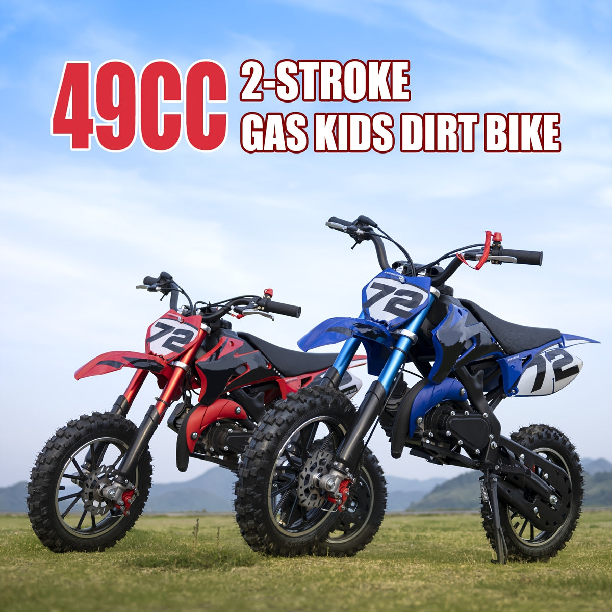 Gift Ideas Dirt Bike - 49CC 2-Stroke Dirt Bike - Gas Powered Off Road Motorcycle - 2 Stroke Dirtbike Motorcycle - Mini Bike - Pocket Motorcycle With Front And Rear Disc Brake - Max Speed 24MPH - And Outdoor Play Motorcycle - Without Battery