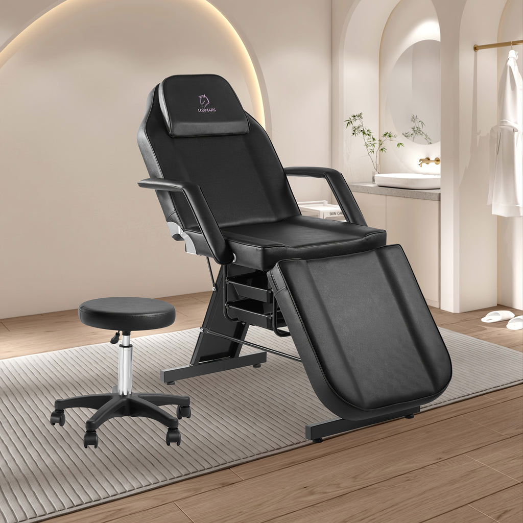 Tattoo Chair Adjustable, Facial Chair Multipurpose 73 Inch Spa Facial Bed With Massage Equipment Stool For Beauty Spa Tattoo