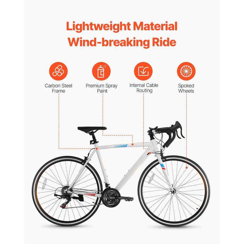 Road Bike Racing Bicycle 700C Shimano 21 Speeds Carbon Steel Frame Caliper Brake