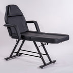 Beauty Bed with Stool Massage Table with Head Cushion 3-Section Adjustable Beauty Bed Professional Tattoo SPA Salon Chair (Black)