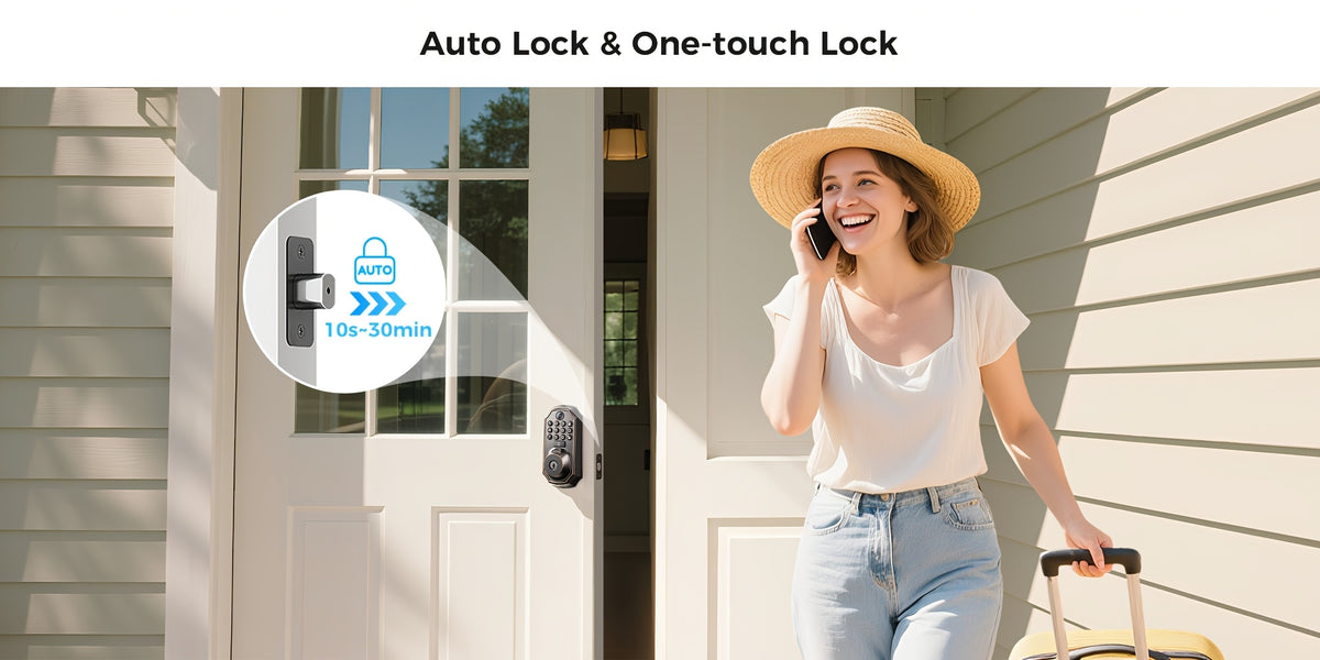 Smart Keypad Door Lock - Keyless Entry Door Lock - Front and Rear Locks and Doorbell - Remote Control, Fingerprint, Two-Way Voice Video and Call, Photo, Recording, APP Control, Voice, 150 Code Smart Deadbolt Lock - Anti-Peeping Password