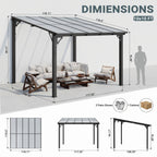 Wall-Mounted Pergola by VIWAT — Modular Splicable Design and Sloped Panel Roof for Patios and Decks, Gray