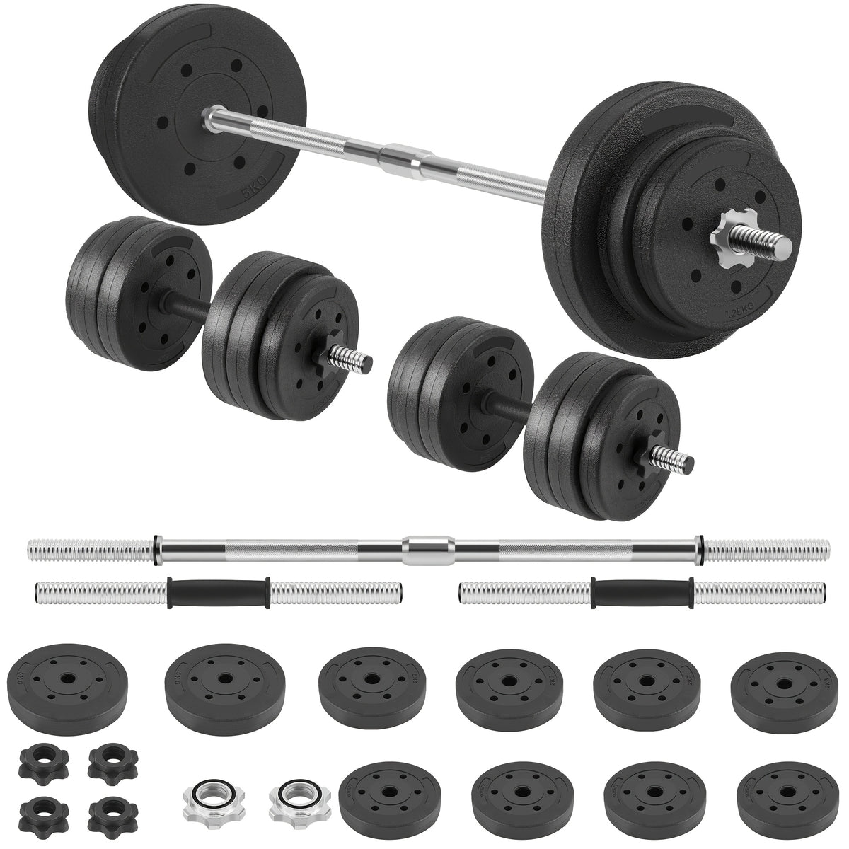 66Lbs 2-In-1 Adjustable Dumbbell Set, Barbell Free Weight Set with Connector for Strength Training Body Shaping Home Gym Equipment