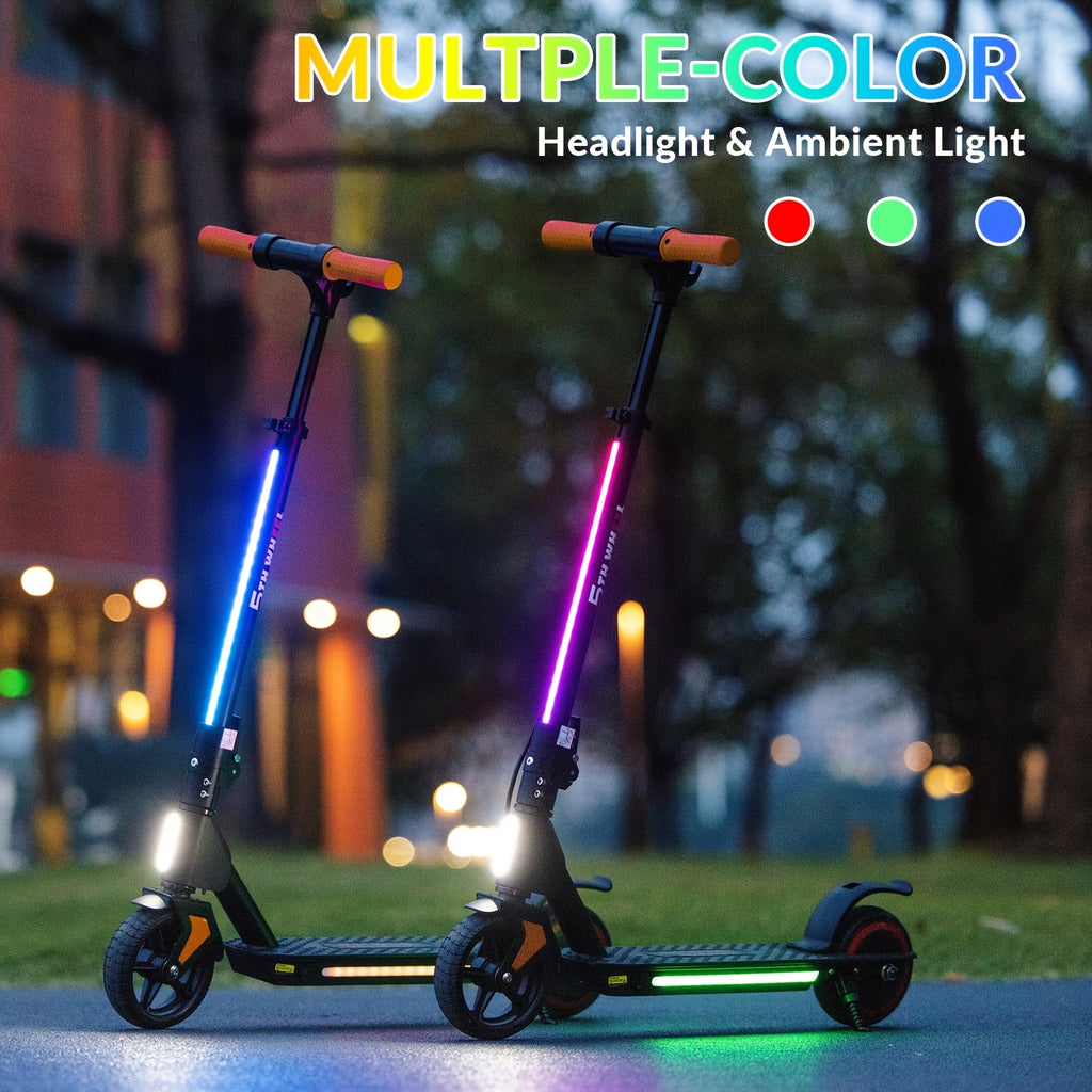 Foldable Kids Electric Scooter with 130W Motor & 10 MPH Speed, 5-Mile Range, 3-Speed Modes, Adjustable Height, Suspension & Rear Brake Suitable for Boys & Girls 6-12 Years, Compact for Short Trips,, Plug