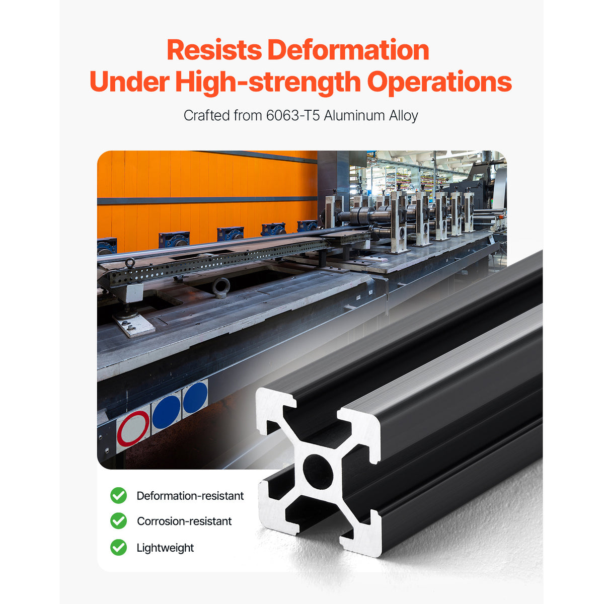VEVOR T Slot 2020 Aluminum Extrusion Anodized Linear Rail, High-Strength Extruded Aluminum Rail for 3D Printer, CNC Machine DIY, Laser Engraving, 1000/1200/1500/2000mm