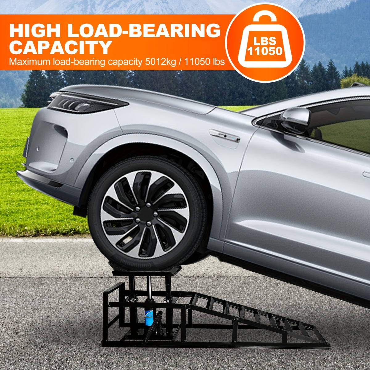 2 Pack Hydraulic Car Ramps, Car Ramp High Lift, 11050LBS Automotive Truck Cars Service Ramps, Low Profile Oil Change Ramps with Support Jack for Car Truck Trailer Garage Repair (Red)