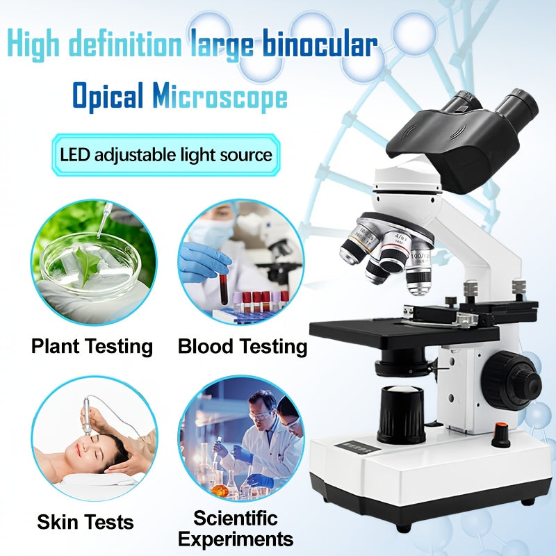 Professional Biological Optical Compound Trinocular Microscope, Upgraded 100X Objective, 40X-5000X Magnification, Upgraded Reticle And Abbe Condenser, Coaxial Coarse And Fine Focus, with Wide-Angle Eyepieces