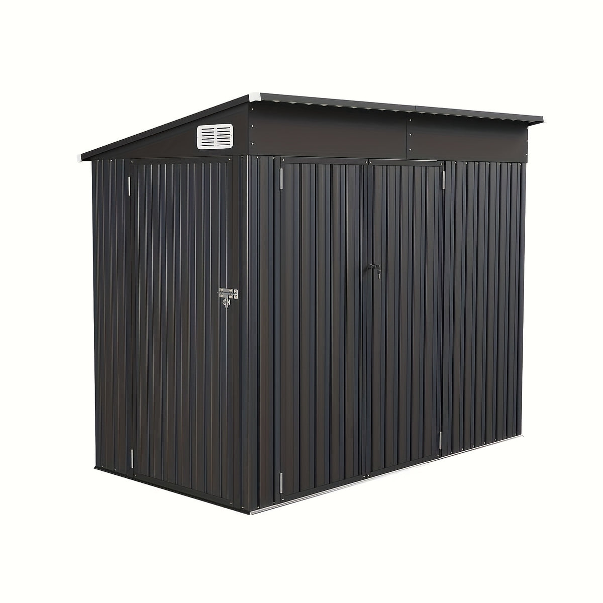 ULSMVOC 8X4 FT Outdoor Storage Shed With Triple Lockable Doors, Metal Storage Cabinet With Sloping Roof For Tools, Bicycles & Garden Equipment, Ideal For Patio & Courtyard