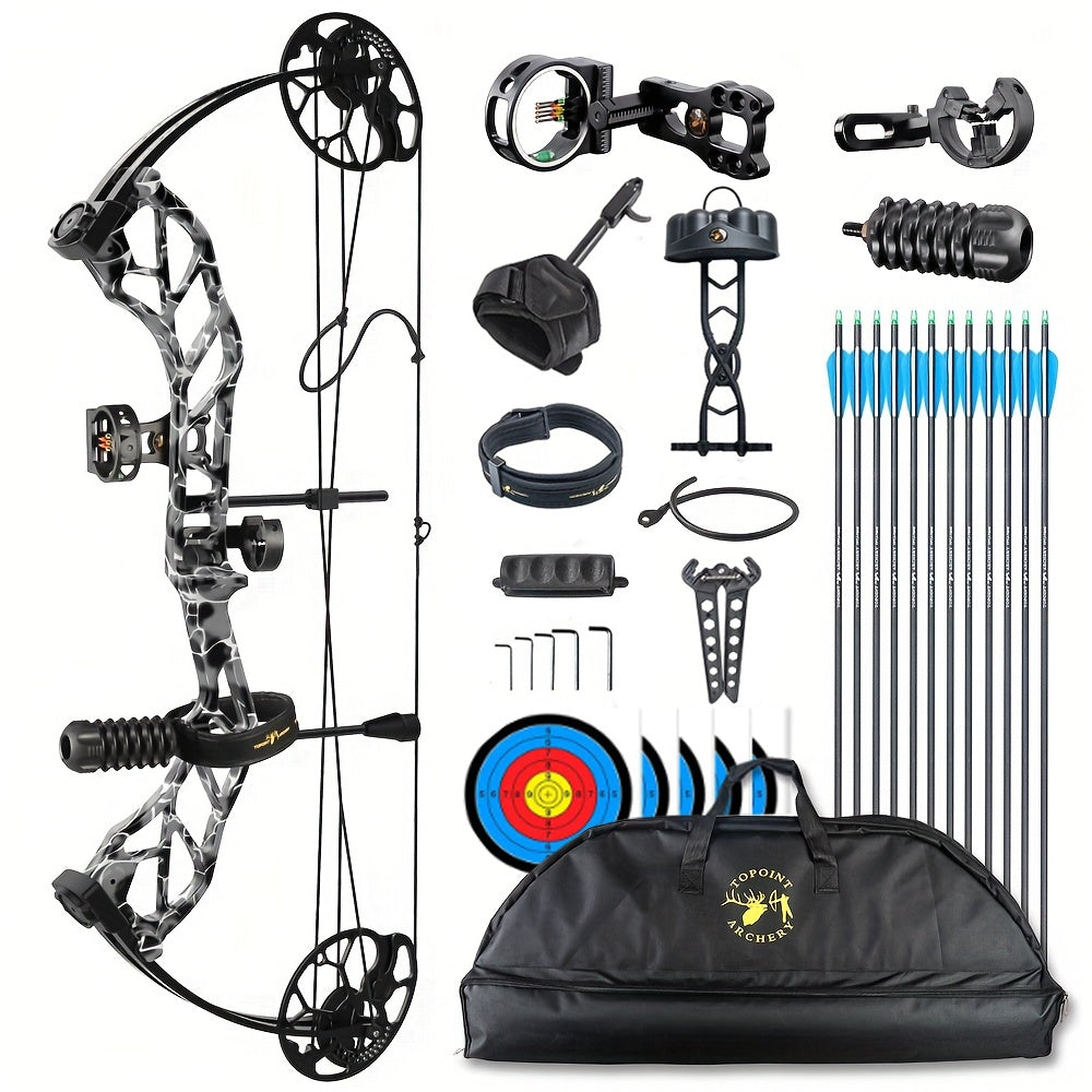 2026 Upgraded Version | A Hunter's First Bow | Ready to Shoot Out of Box - GRwolf Compound Bow Set for Adults, 19-31" Draw Length 19-70 Lbs Draw Weight, 320 FPS Speed, Full Accessories Kit, No Bow Press Needed, Right Hand Compound Hunting Bow