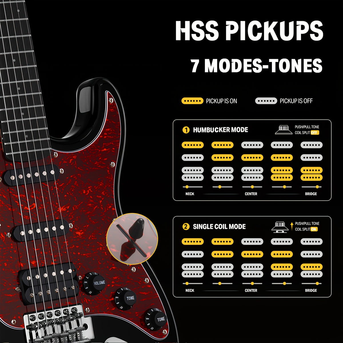 Donner 39 Inch Electric Guitar, Designer Series DST-200 Stylish Solid Body Electric Guitar for Beginner Intermediate & Pro Players, Single Coil Split System, Bonus Bag, Cable, Strap