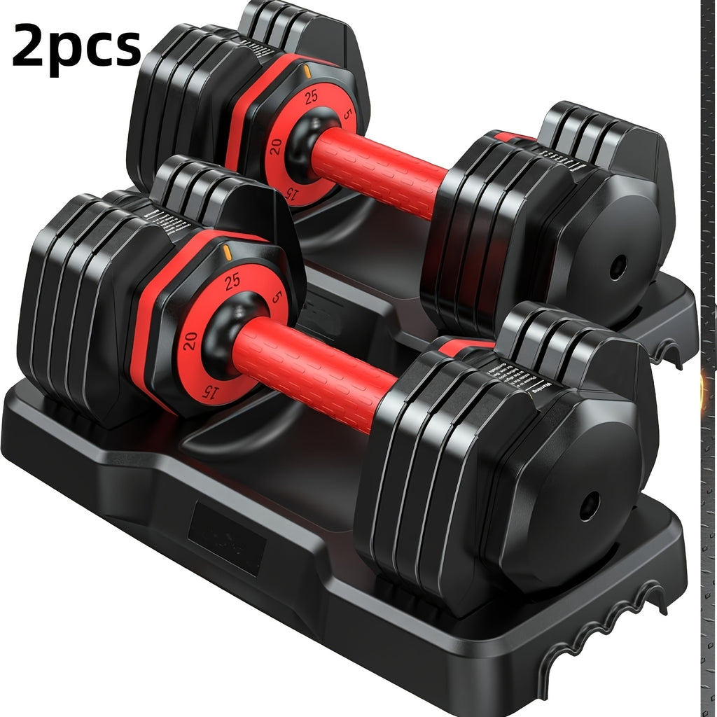 55/ 25LBS Adjustable Dumbbell Set (Pair/Set Of 2) With Anti-Slip Texture Handle, 5 In 1 Free Adjustable Weights Dumbbells Barbell Set, Home Fitness Weight Set, Dumbbell, Barbell, Kettlebell, Push-up, Home Gym Fitness Workout Equipment For Men Women