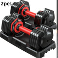 55/ 25LBS Adjustable Dumbbell Set (Pair/Set Of 2) With Anti-Slip Texture Handle, 5 In 1 Free Adjustable Weights Dumbbells Barbell Set, Home Fitness Weight Set, Dumbbell, Barbell, Kettlebell, Push-up, Home Gym Fitness Workout Equipment For Men Women