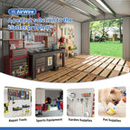 5x3-12x14ft Outdoor Storage Shed, Metal Garden Shed with Updated Frame Structure, Tool Sheds for Backyard Garden Patio Lawn, Black Or White