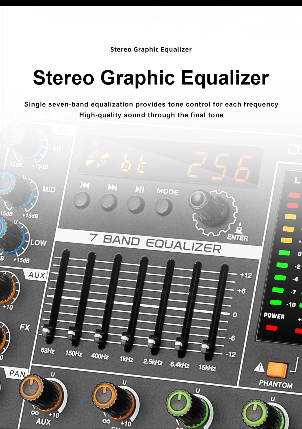 Professional 12 Channel USB Mixer with 256 Reverb Effects And 48V Phantom Power Supply Supporting Wireless Connection on Mobile Phones - Leading The Music Trend!