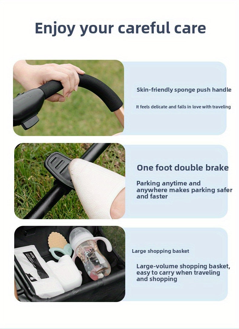 Lightweight Travel Baby Stroller - Quick Folding Design, Adjustable Backrest, Durable Fabric, Compact And Easy to Transport.