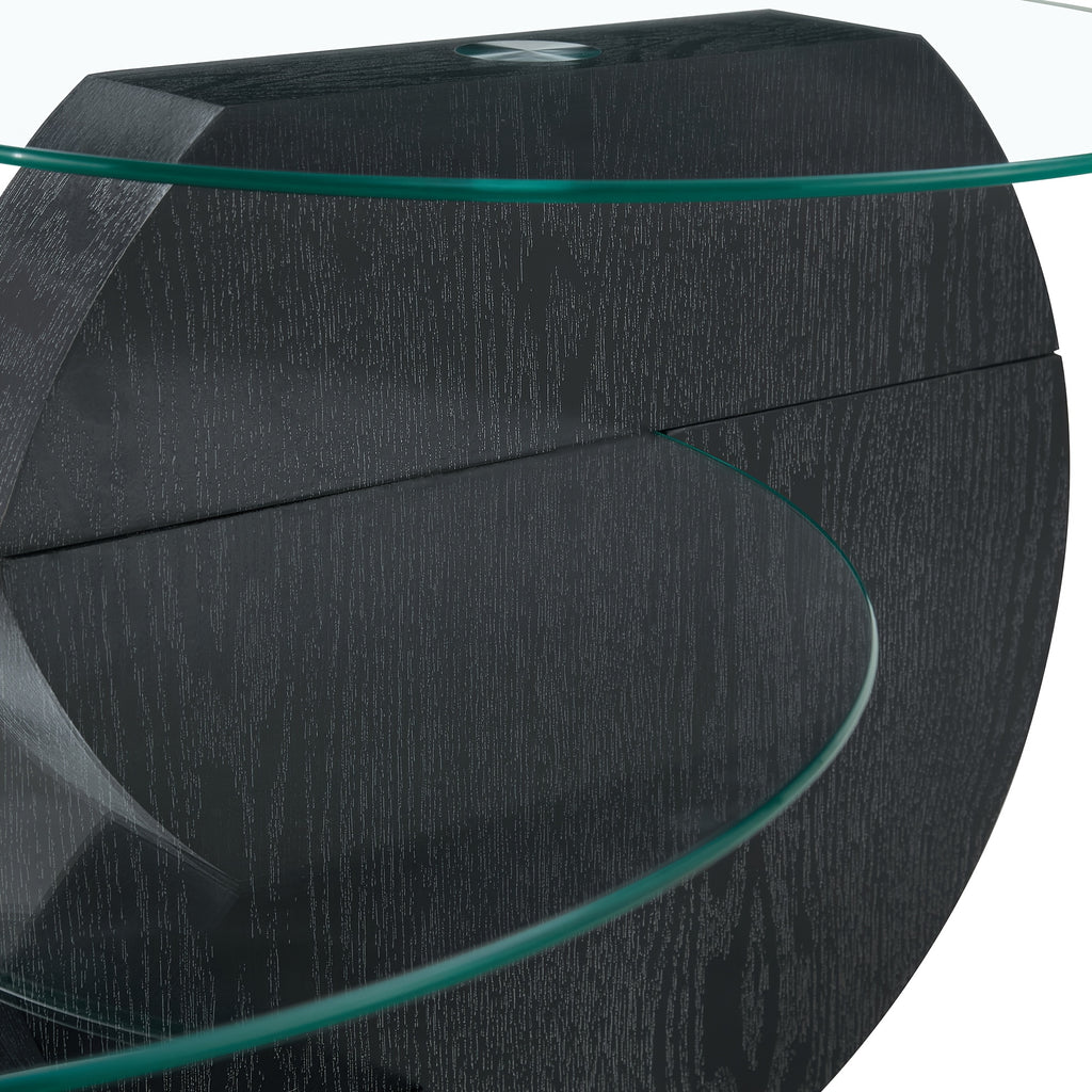 Glass Coffee Table for Small Spaces with Three-Tier Storage and a Clear Tempered Glass Top