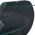 Glass Coffee Table for Small Spaces with Three-Tier Storage and a Clear Tempered Glass Top